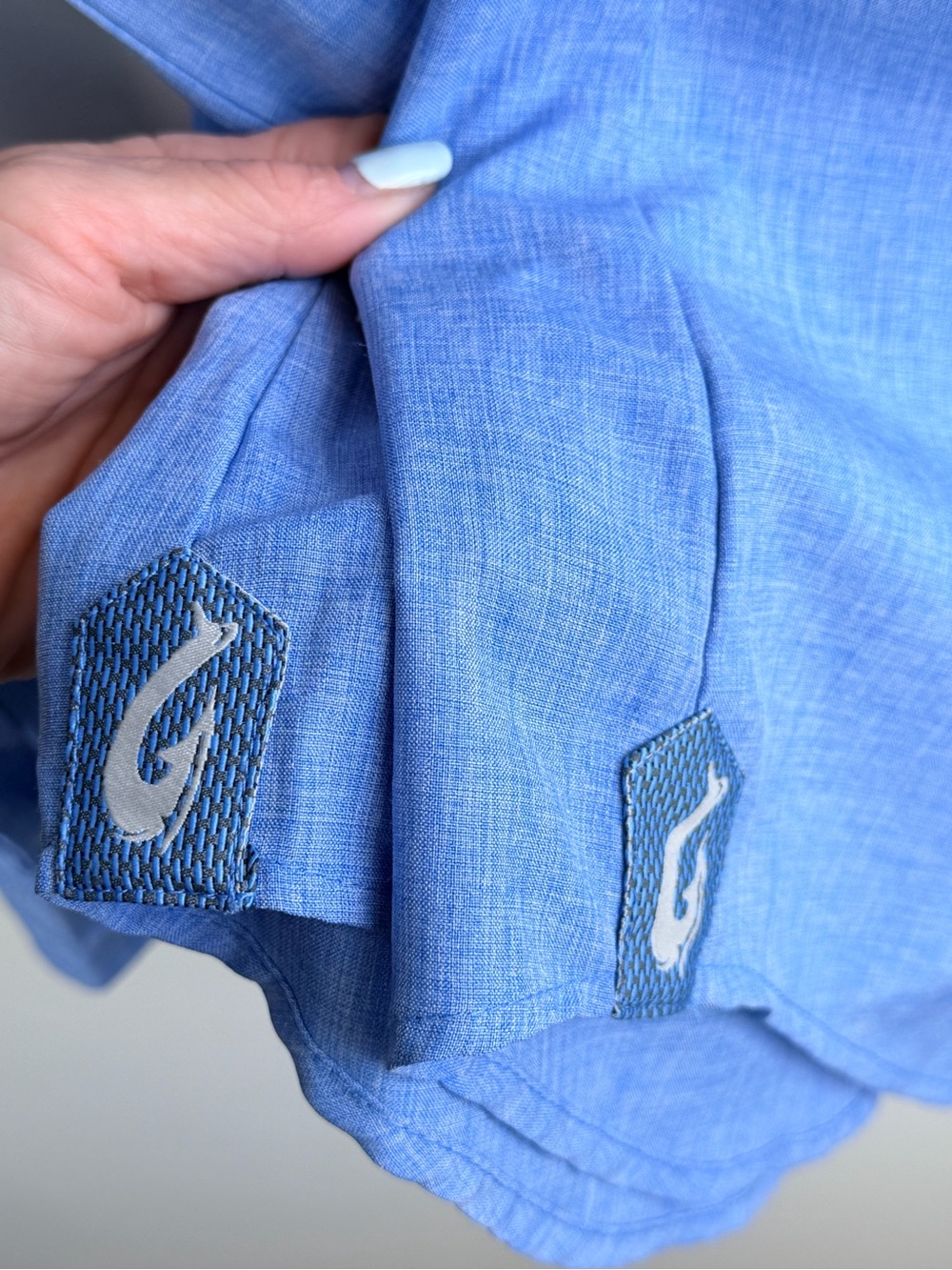 Mojo Sportswear Button Up Shirt Blue Long Sleeve Fishing Vent Back Large - Picture 3 of 8